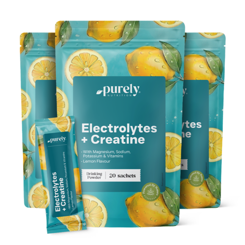 3x Elektrolyte mit Kreatin – Zitrone, zusammen 60 Beutel